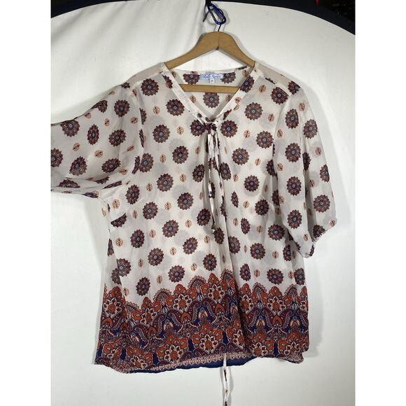 Claudia Richard Tunic Blouse Top Size 3X Peasant Romantic Boho Festival Gypsy - Picture 7 of 11